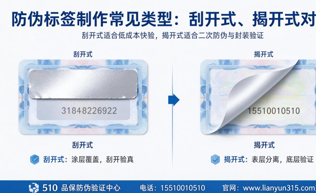 防伪标签制作常见类型:刮开式、揭开式对比 防伪标签制作常见类型:刮开式、揭开式对比