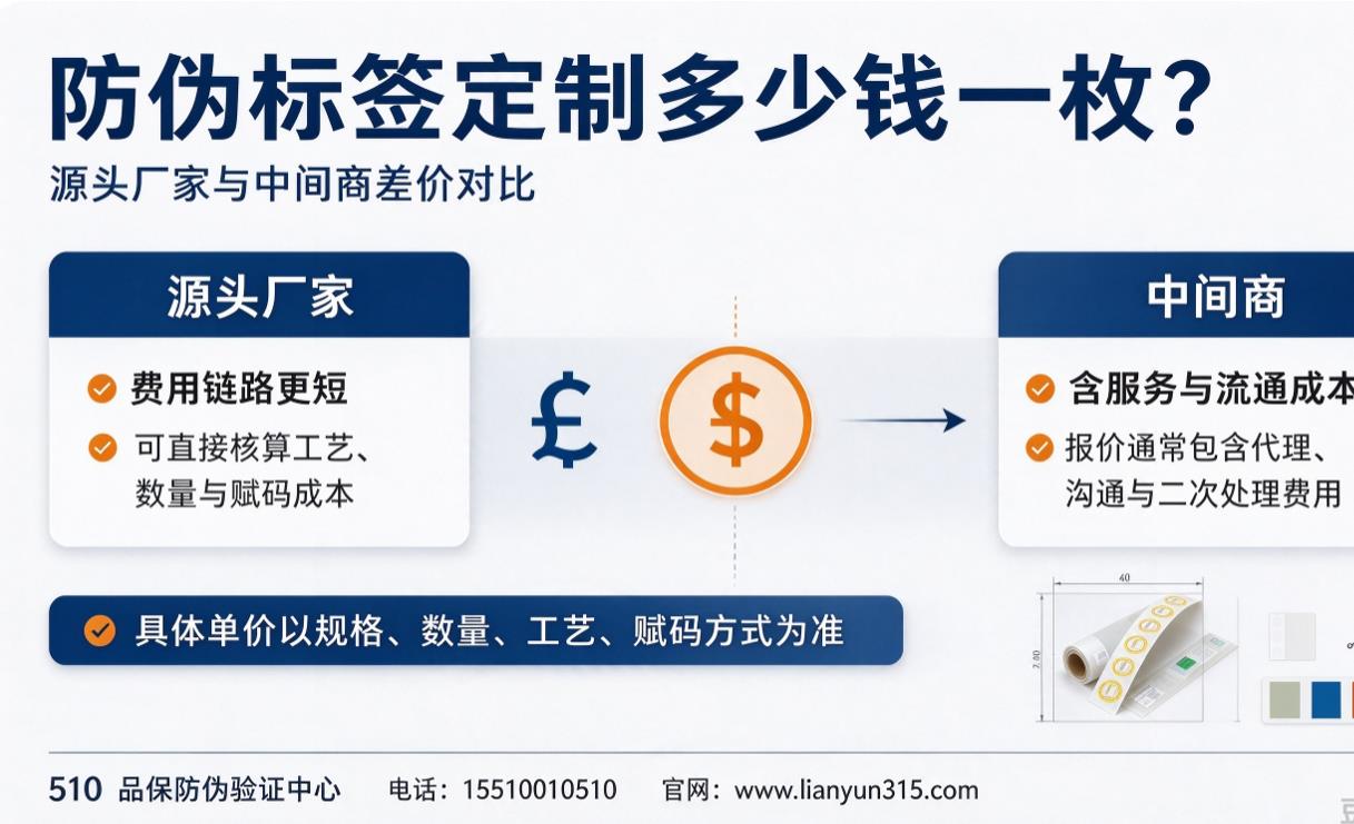 防伪标签定制多少钱一枚?源头防伪标签厂家与中间商差价对比 防伪标签定制多少钱一枚?源头防伪标签厂家与中间商差价对比