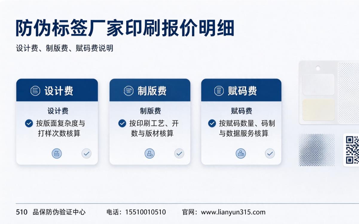 防伪标签厂家印刷报价明细,设计费、制版费、赋码费说明 防伪标签厂家印刷报价明细,设计费、制版费、赋码费说明